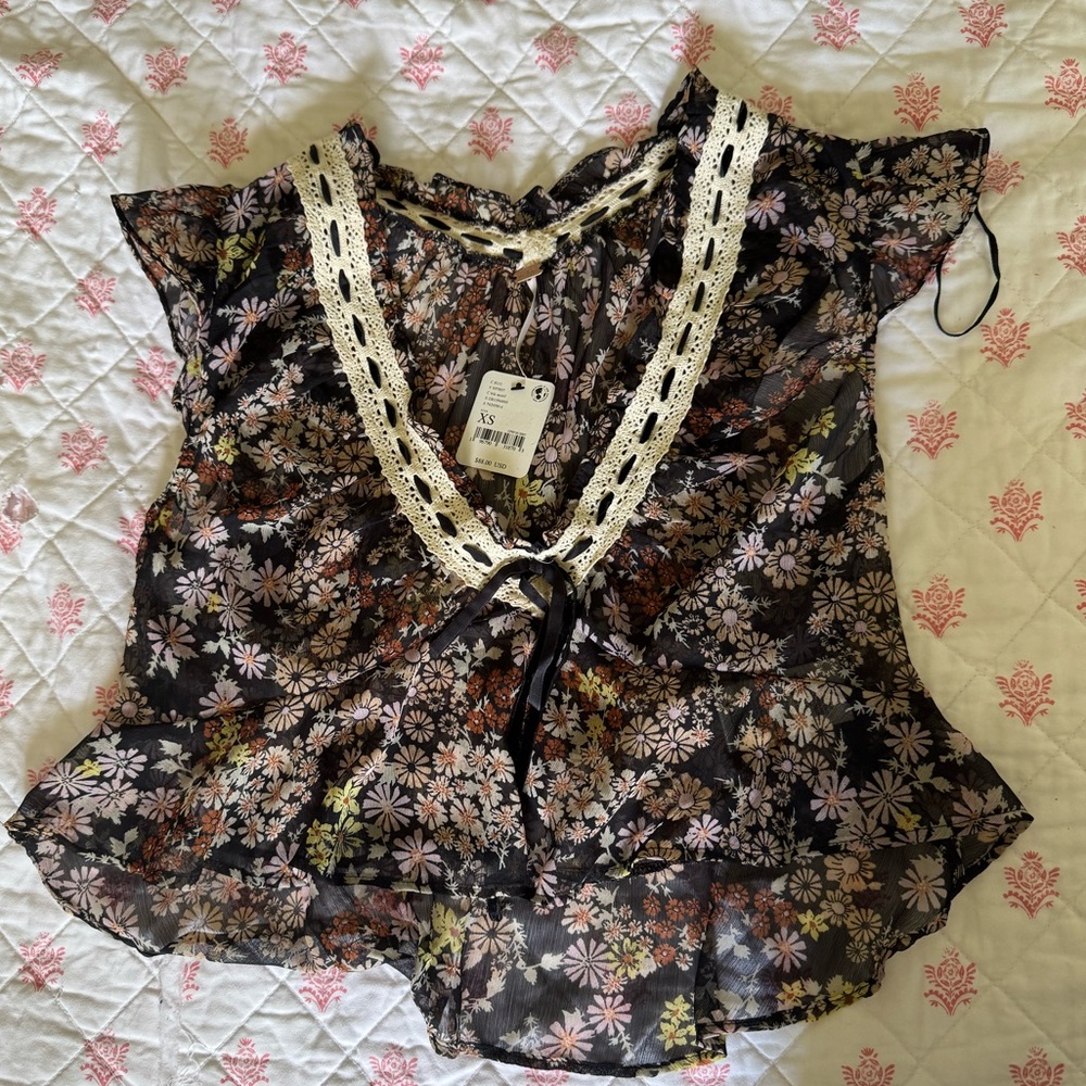 Free People Sheer Lace Top